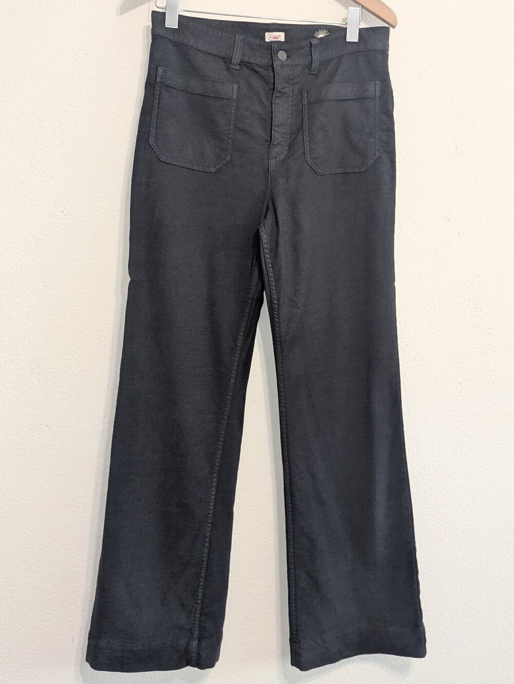 Faherty Stretch Terry Patch Pocket Pants Size 31 Gray Cotton High Rise.
